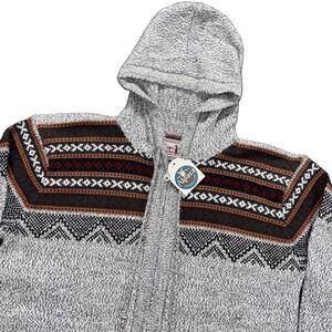 Alpaca Connection Hoodie Sweater Womens Small Full Zip Aztec Southwestern NEW